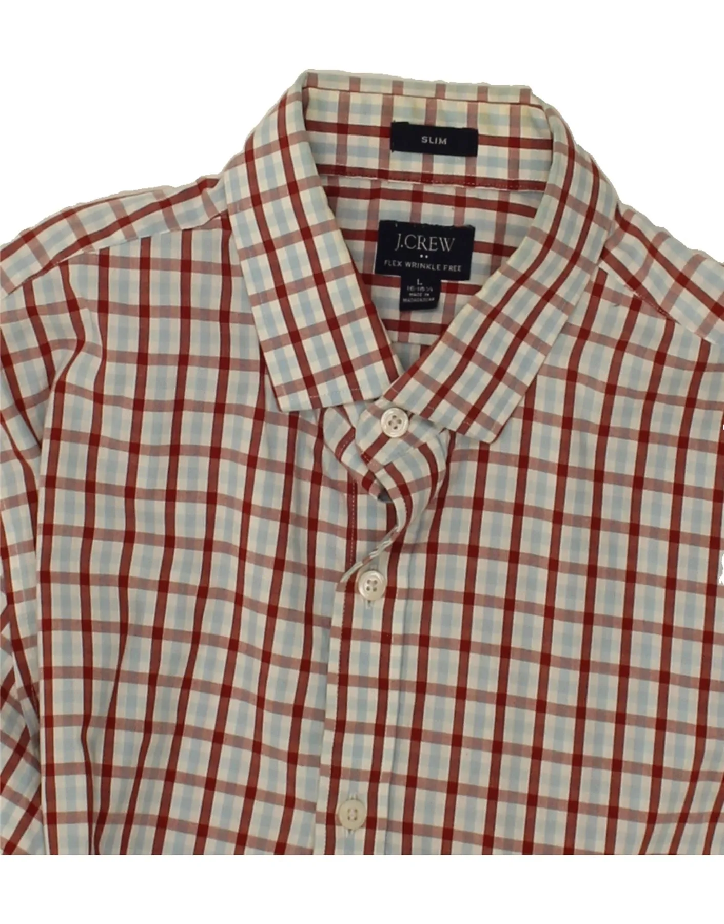 J. CREW Mens Slim Shirt Large Red Check Cotton